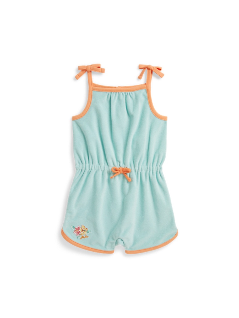 Ralph Lauren Floral Terry Romper in Green & Orange